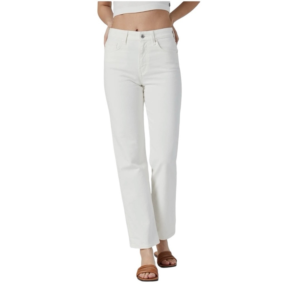 Mavi Women's White Straight Leg Jeans